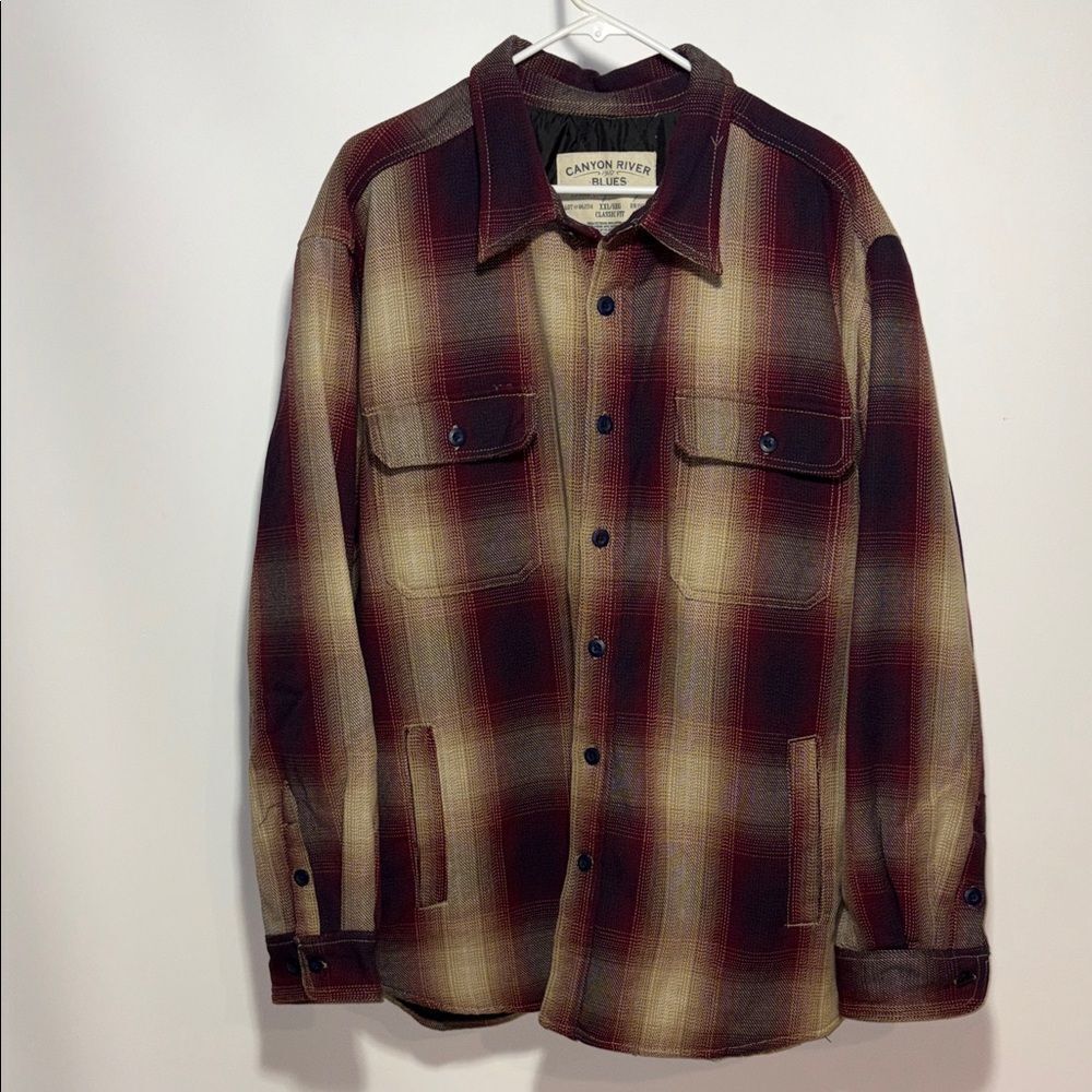 Canyon River Blues Men's Shirt Jacket - Red and Tan Plaid